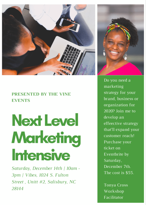 Next Level Marketing Intensive, The Vine Events, Salisbury NC